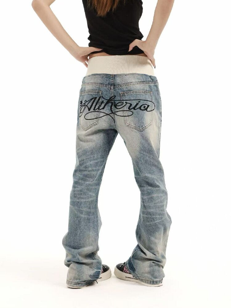 Patchwork Studded Straight Jeans【s0000018362】