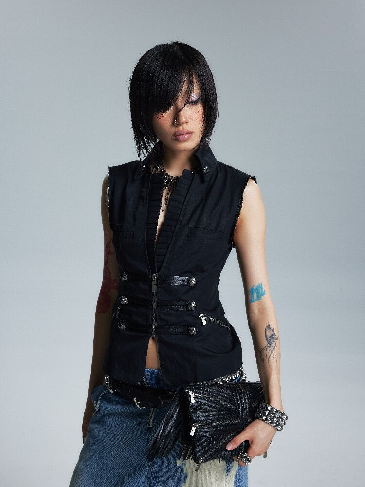 Lace Collar Court Cargo Vest Jacket【s0000017000】