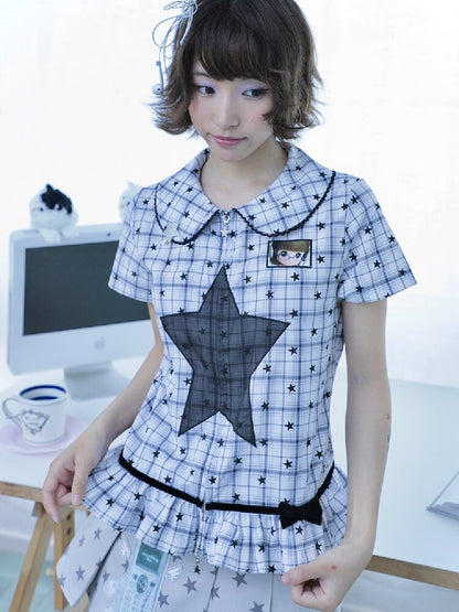 Old-School Zipper Star Pattern Shirt【s0000017127】