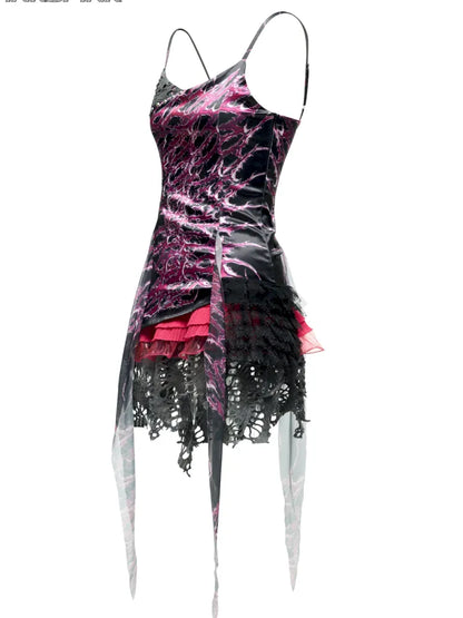 Punk-Chic Rock Y3K Digital Dress【s0000014007】