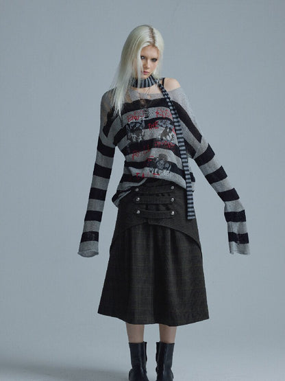 Light Asian Rock Striped Sweater【s0000018550】