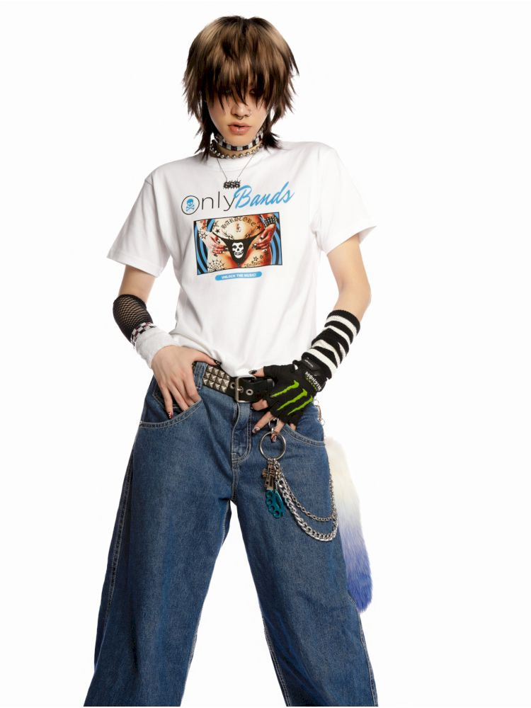 Y2K Street Unisex Peplum Shoulder T-Shirt【s0000013604】