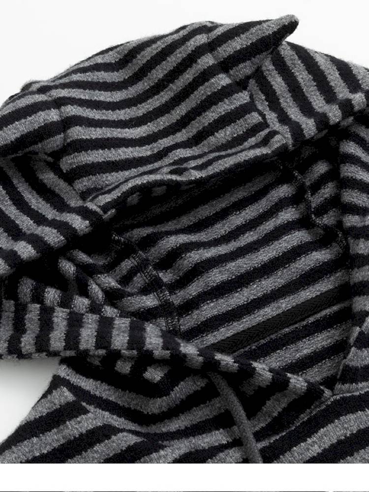 Striped Cat-Ear Hoodie【s0000014425】