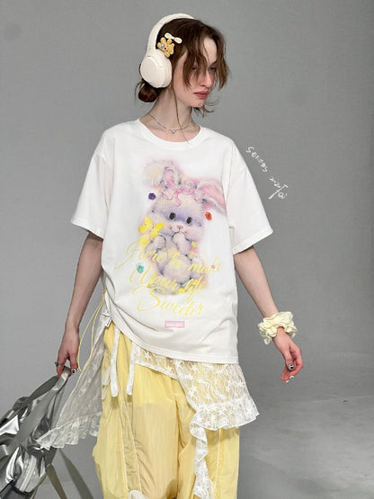 Rabbit Print Loose Tops【s0000012244】