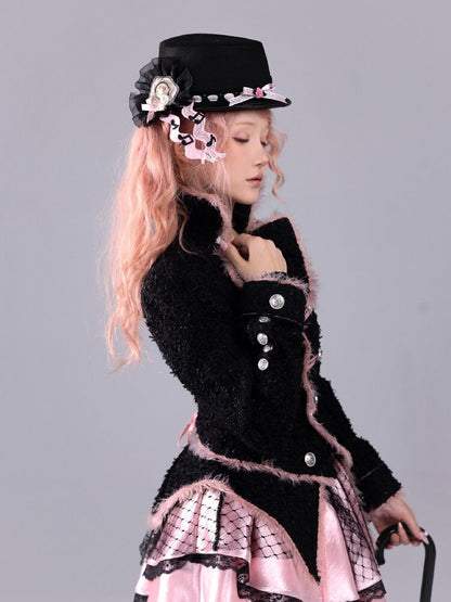 Black Sweet Woolen Tunic Jacket【s0000016224】