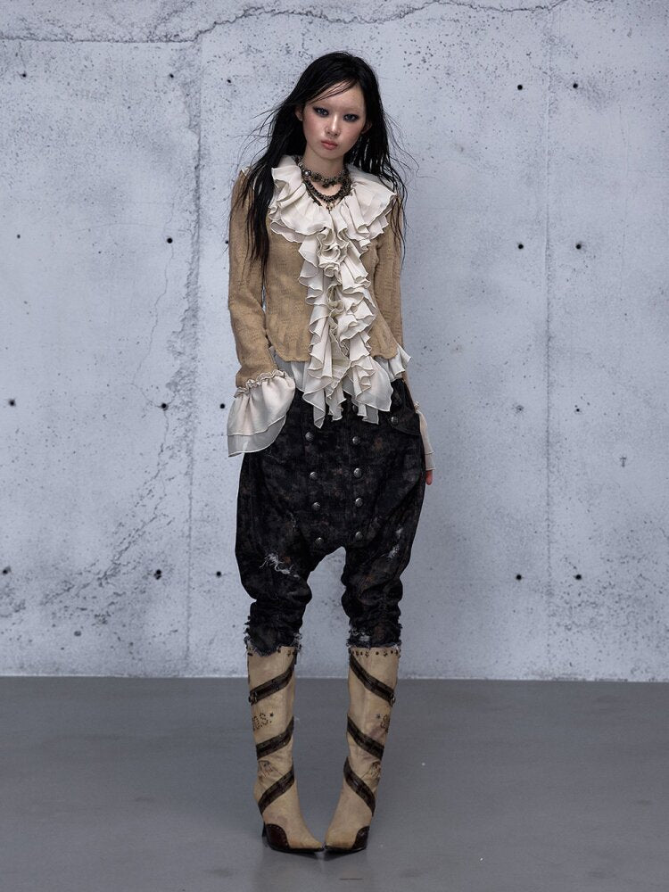 Washed Ripped Denim Harem Pants【s0000015549】