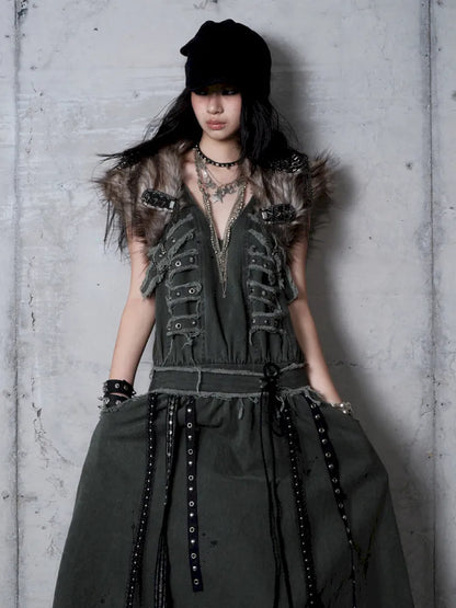 Punk Studded Fuzzy Mini Jacket【s0000014113】