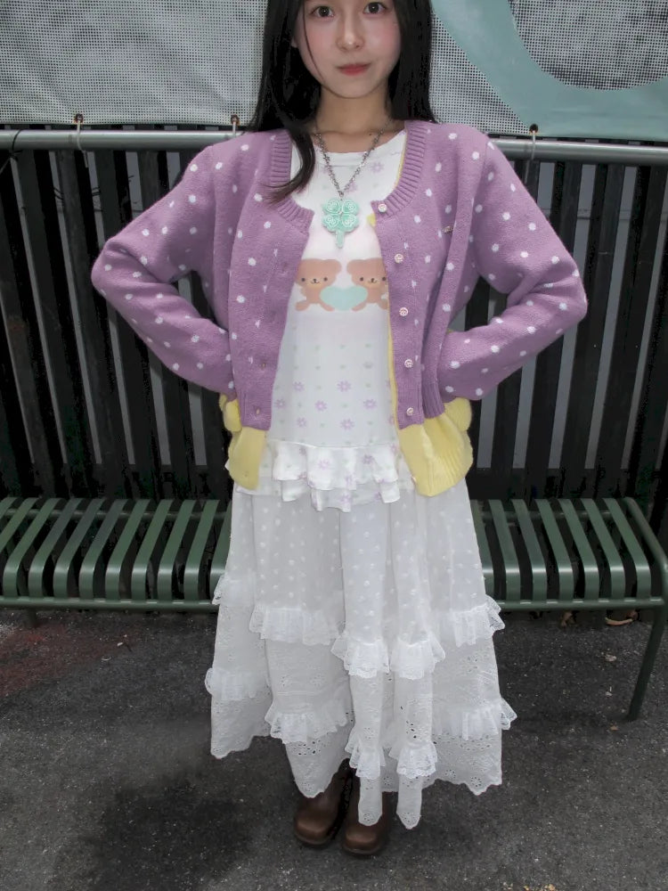 Bear Heart Lace Long-Sleeve T-Shirt【s0000014170】