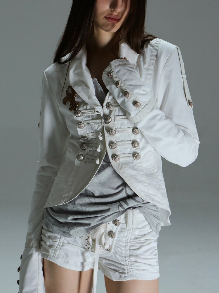 Vintage Metal Button Pleated Shorts【s0000015907】