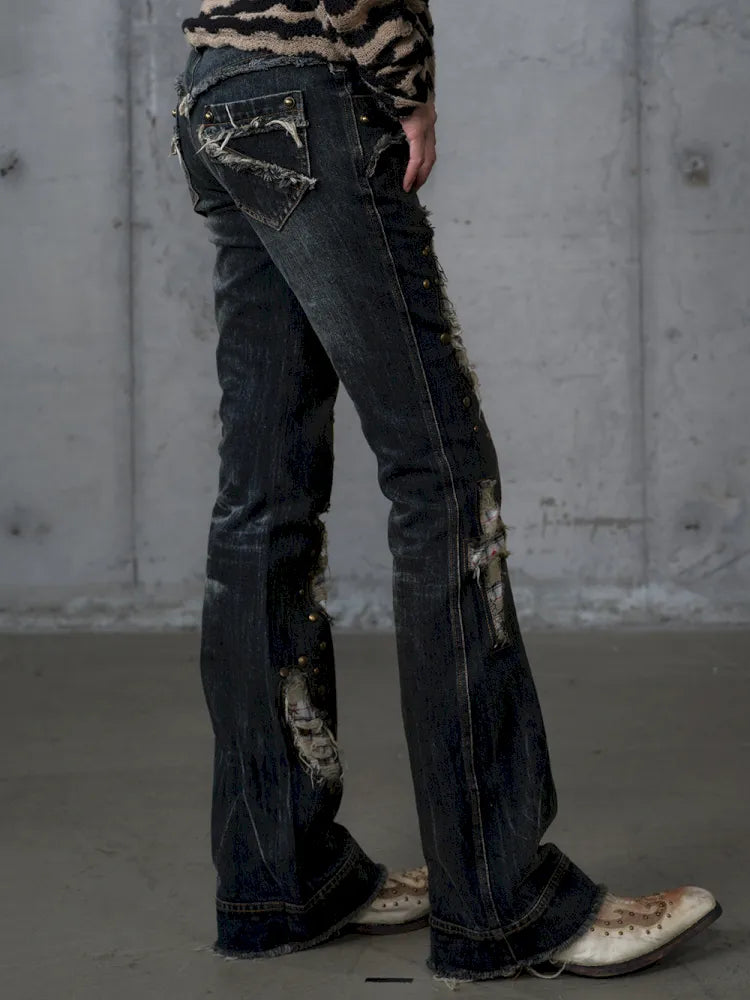 Distressed Straight-Leg Slim-Fit Jeans【s0000013946】