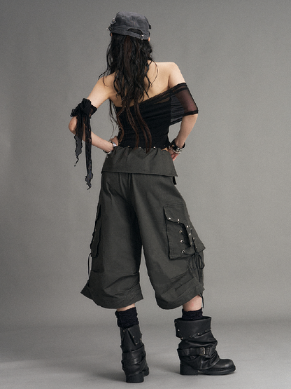 Mesh Knit Strapless Cropped Top【s0000017525】