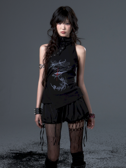 High Neck Lapel Knit Sleeveless Tank Top【s0000012446】