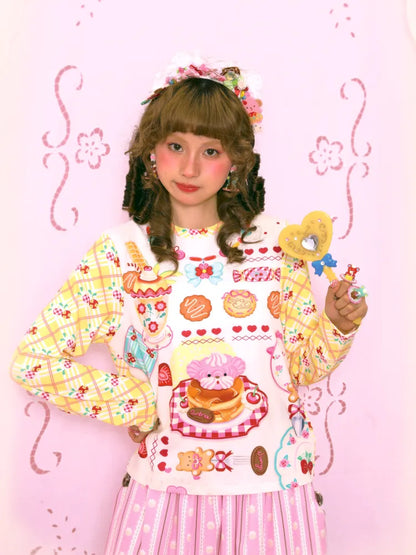 Sweet Print Yellow Checkered Contrast Base Layer【s0000014159】