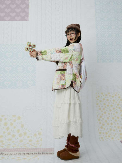 Quilted Print Blocked Padded Jacket【s0000015037】