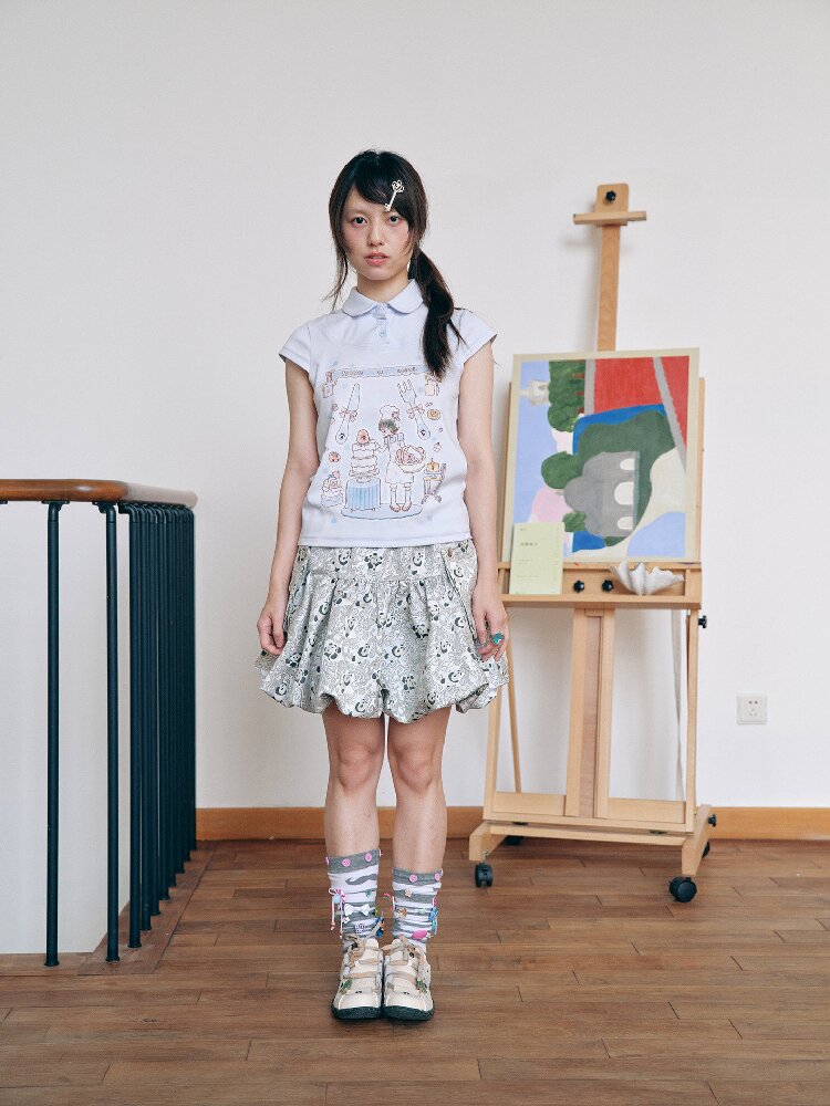 Two-Tone Doll Collar Short-Sleeve【s0000018719】