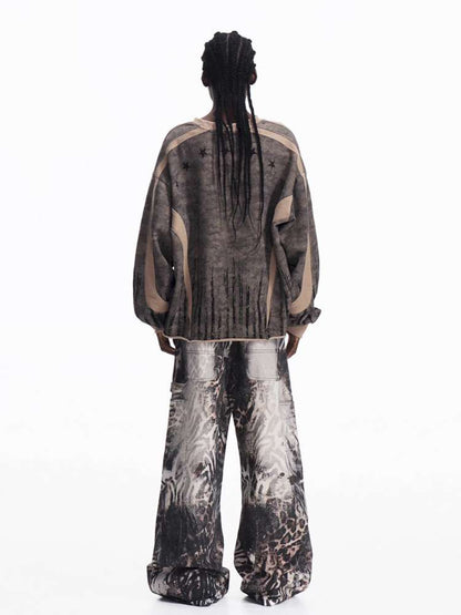Dark Camouflage Ripped Cardigan【s0000015171】