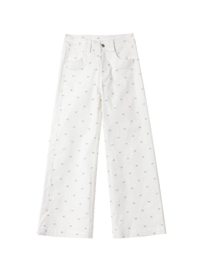 Bow Full Print Straight Pant【s0000015879】