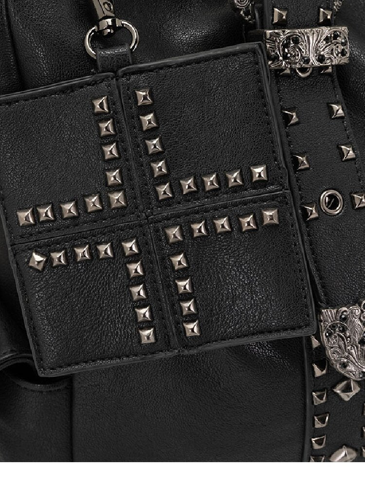 Dark Leather Cross Graffiti Bag【s0000018107】