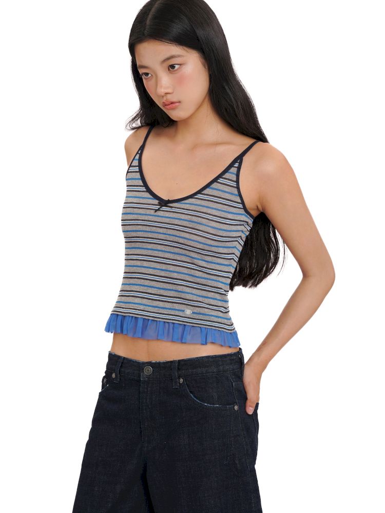 Mesh Shell Label Camisole Tank Top【s0000013447】
