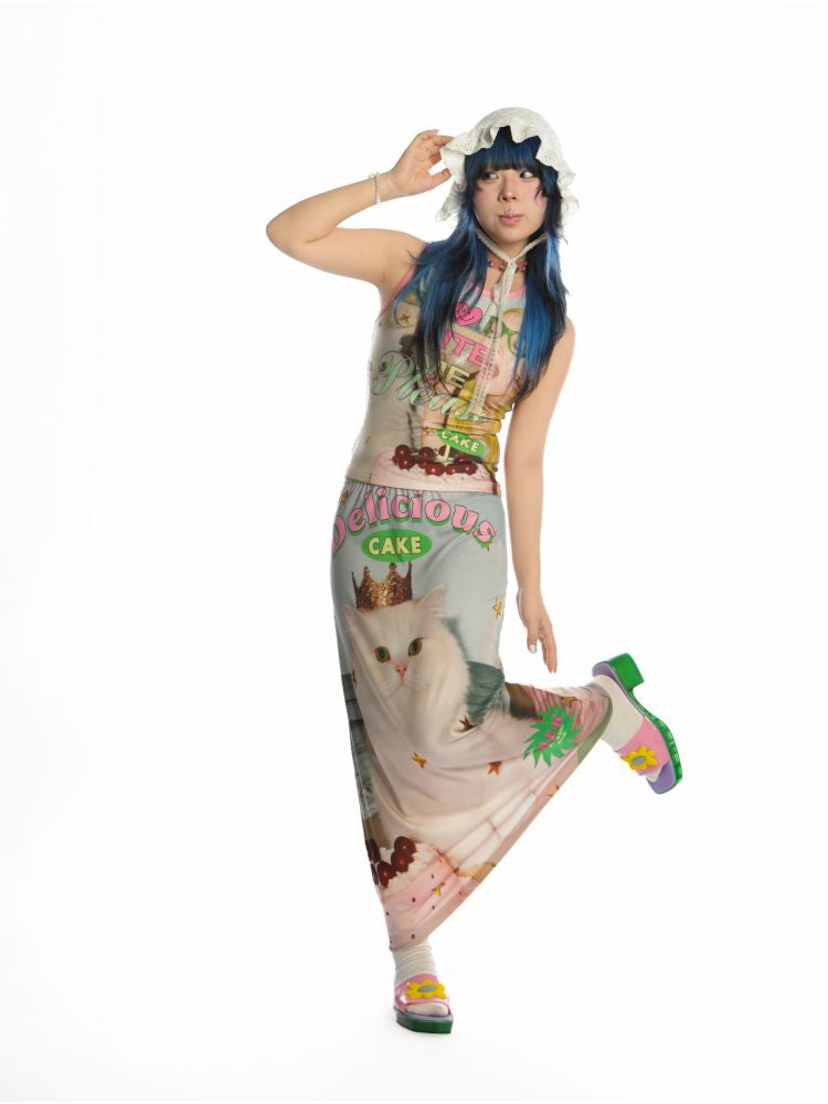 Y2K Stretch Casual Halter Long Skirt【s0000013521】