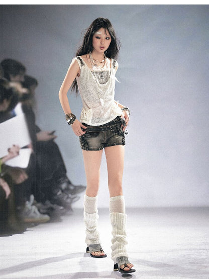 Sequin Studded Checkered Vest【s0000016216】