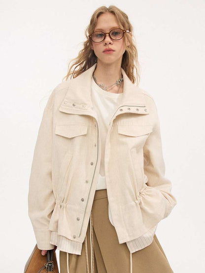 Stand-up Collar Drawstring Hem【s0000015415】