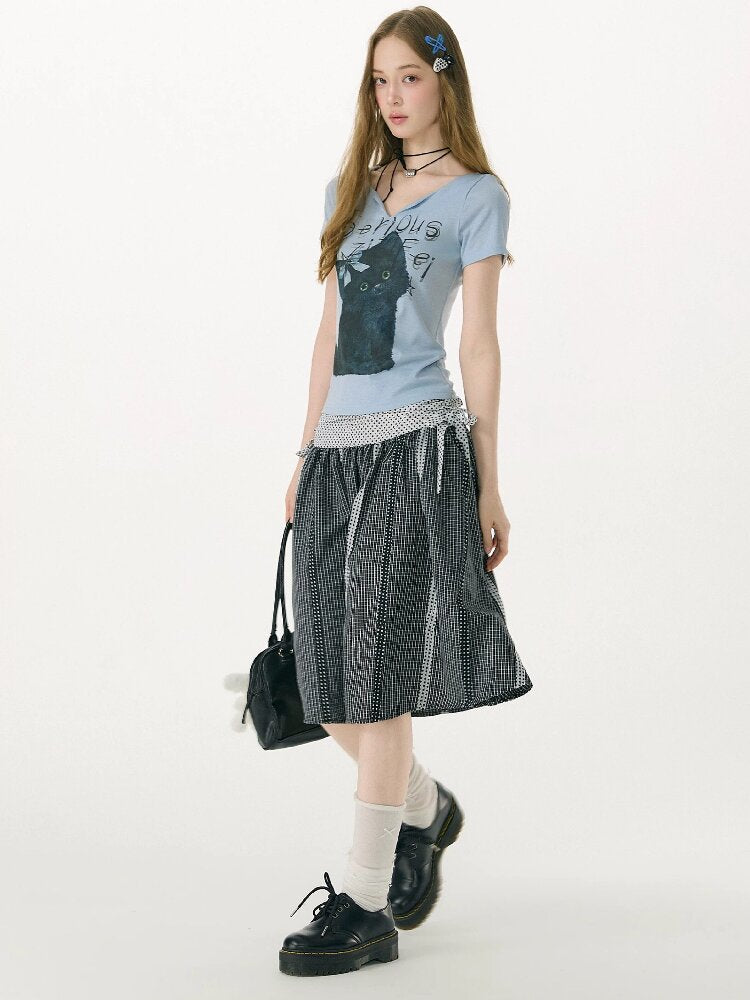 Retro Academy Plaid Polka Dot Skirt【s0000017154】