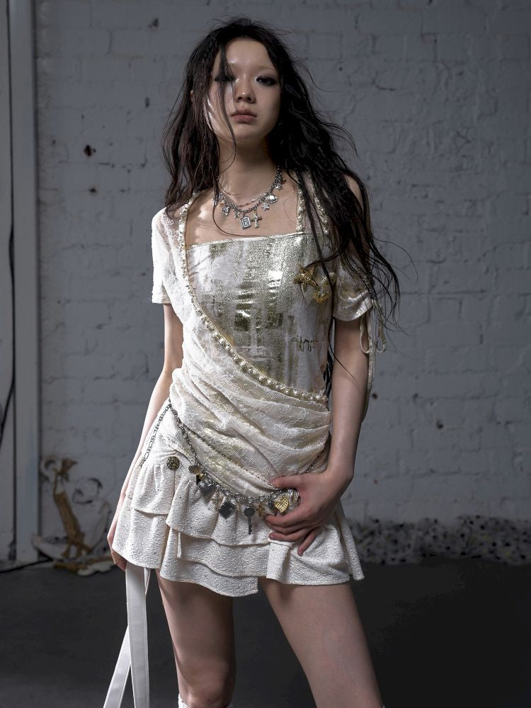 Patchwork two-way short-sleeved T-shirt【s0000012788】