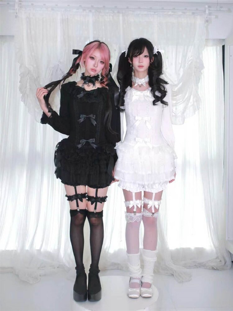 Multi-Layer Lace Bow Long Sleeve Shirt【s0000018533】