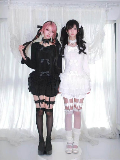 Multi-Layer Lace Bow Long Sleeve Shirt【s0000018533】