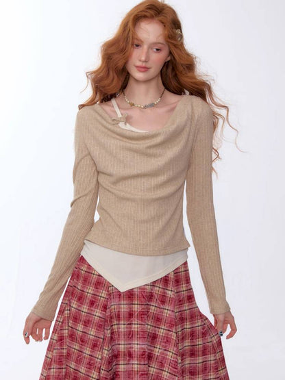 Slim Fit Top Long Sleeve Knit T-Shirt【s0000014354】