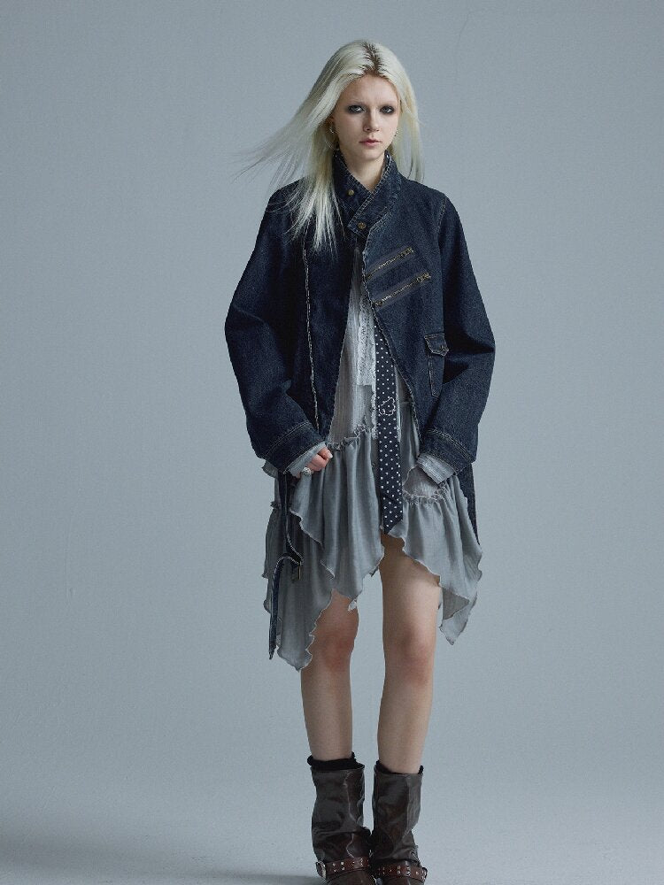 Distressed Texture Denim Jacket Top【s0000018545】