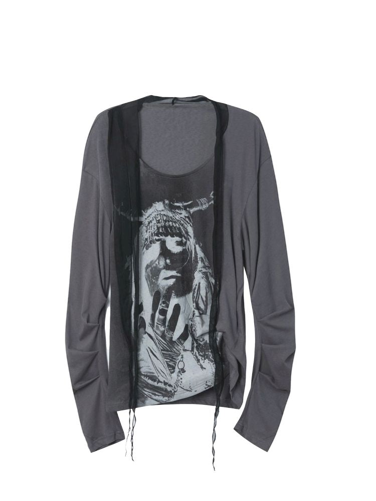 Ribbon Design Crew Neck Long Sleeve T-Shirt【s0000013905】