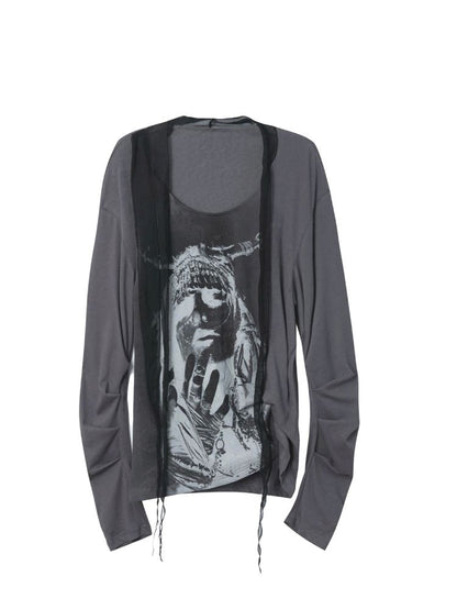 Ribbon Design Crew Neck Long Sleeve T-Shirt【s0000013905】