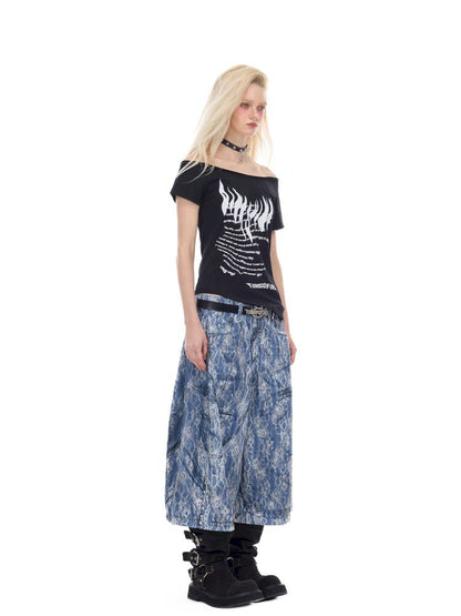 One-shoulder slim-fit Y2K T-shirt【s0000012971】