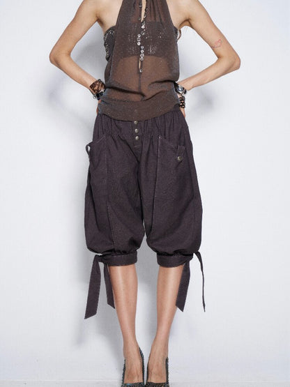 Suit Fabric Lace Up Crop Bloomer【s0000016682】