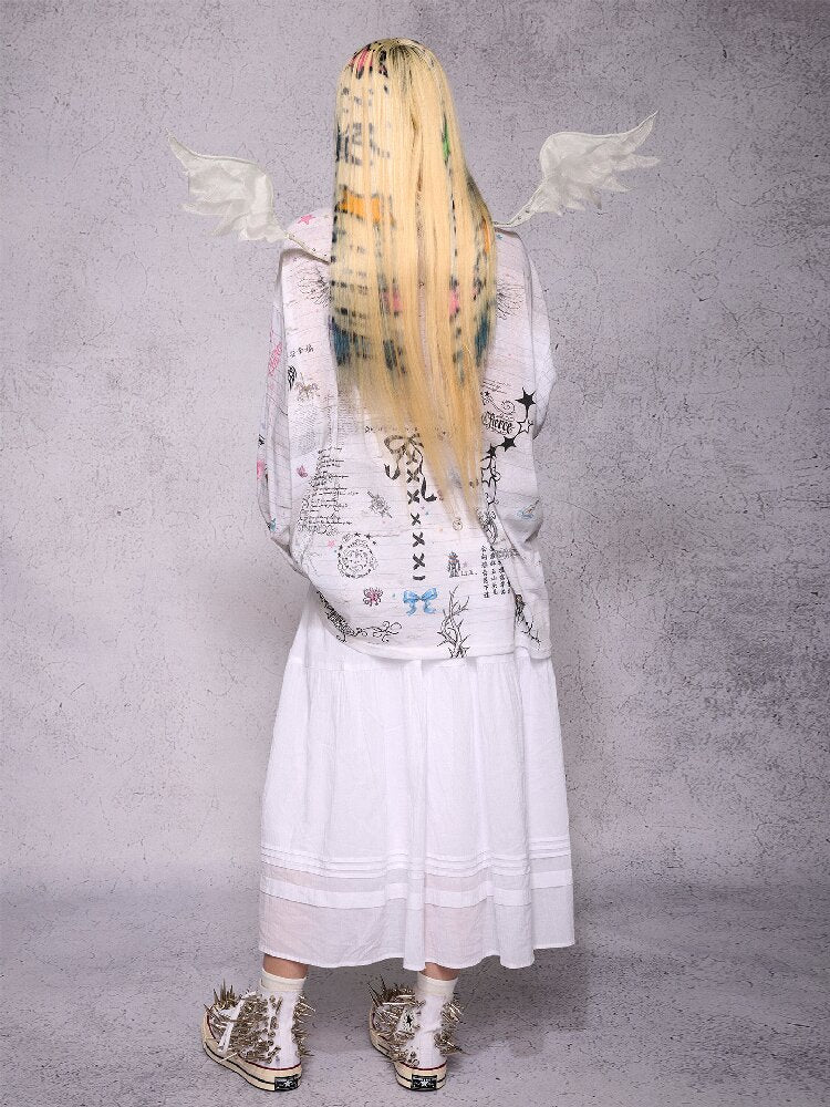 Manuscript Print Long Sleeve【s0000019143】