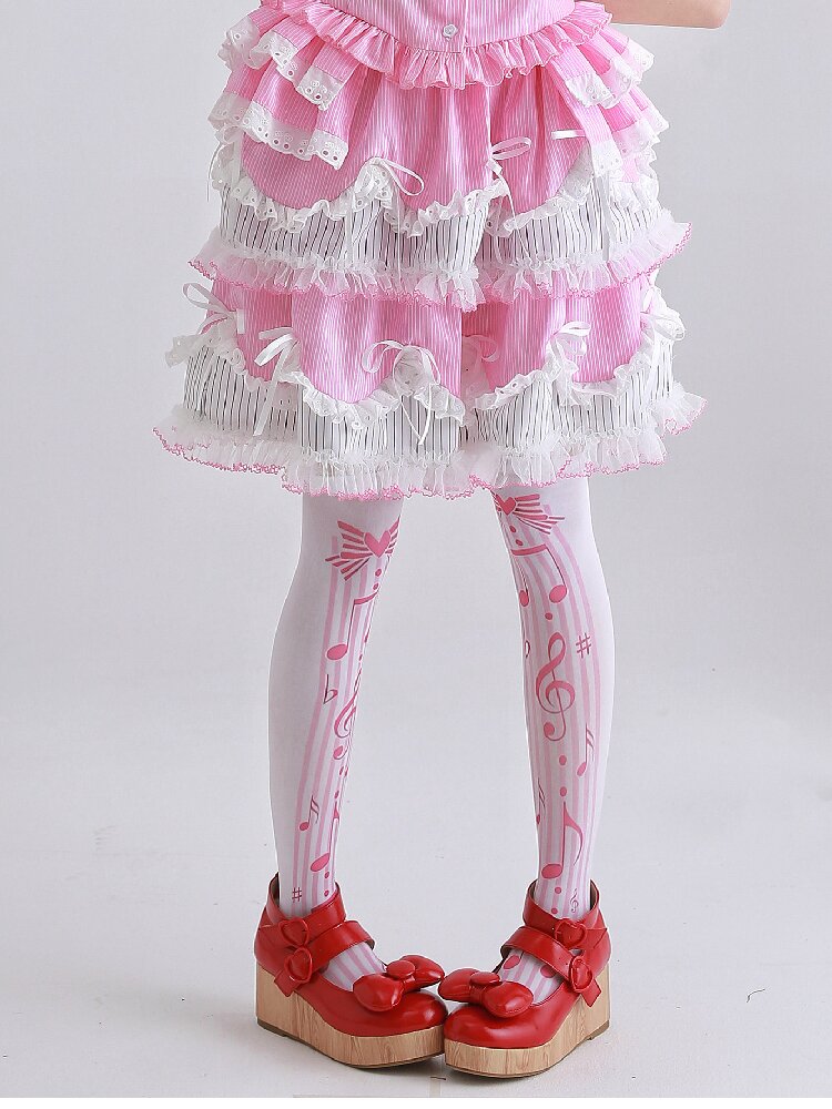 Pink Striped Lolita Puffy Skirt【s0000016560】