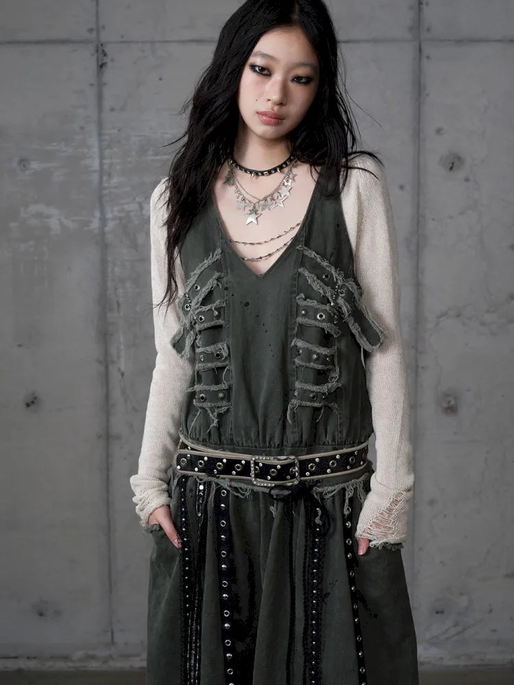 Workwear Vest-Style Maxi Dress【s0000013941】