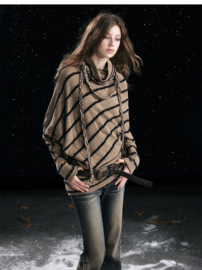 Twill Stripe Braided Wool Sweater【s0000015553】