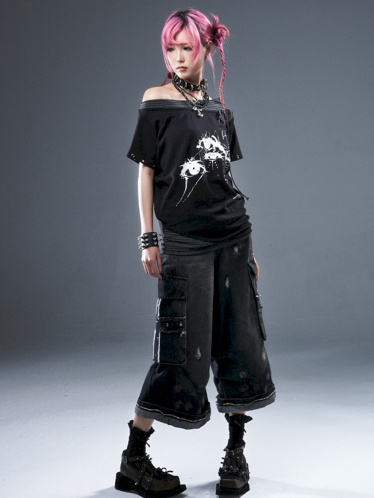 Denim Ripped Knee-Length Pants【s0000012942】