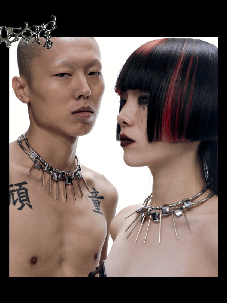 Heavy Craft Punk Style Choker Necklace【s0000018812】