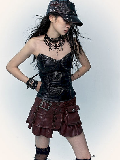 슬림 랩 짧은 가죽 가슴 판 [S0000011436]