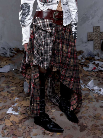 Patchwork Plaid Shirt Dress Skirt【s0000014473】