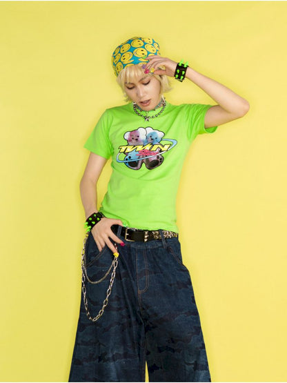 Dopamine Street Positive Shoulder T-Shirt【s0000012462】