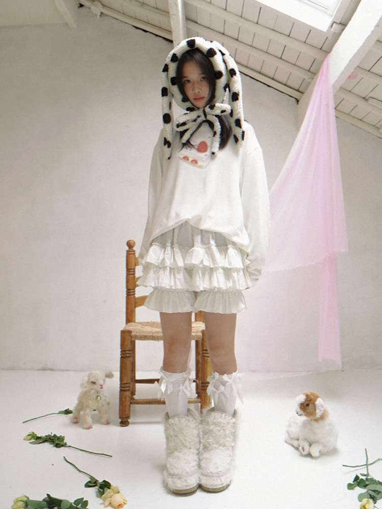 Strawberry Cake Print Long-Sleeve T-Shirt【s0000014529】