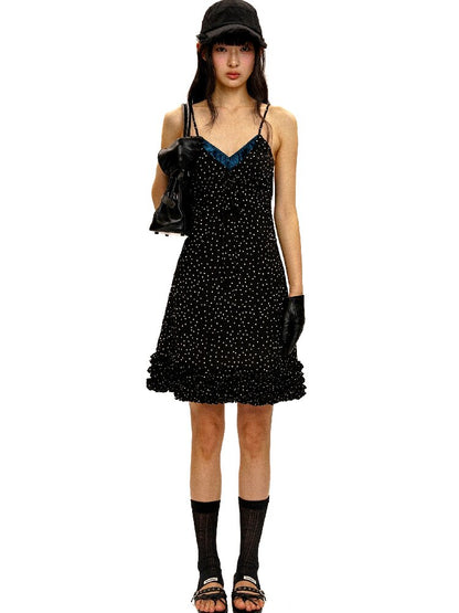 Paneled Polka Dot Lace Slip Dress【s0000016410】