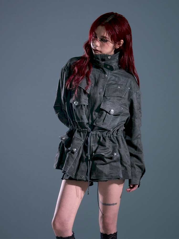Casual Pocket Drawstring Loose Jacket【s0000013688】