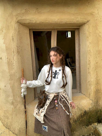 Forest Elf Print Long Sleeve T-Shirt【s0000014898】