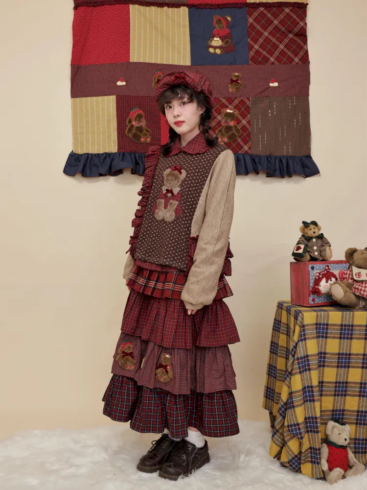 Embroidered lace-trim knit sweater【s0000014173】